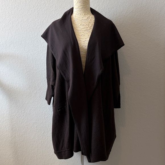Pete & Greta by Johnny Was Dark Brown Lagenlook Open Front Cardigan Boho Small - Picture 4 of 14